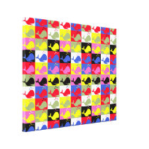 Andy Whale-Hole™ pattern_Lots o' whales Stretched Canvas Prints