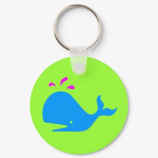 Andy Whale Singletons_aqua,magenta on green keychain