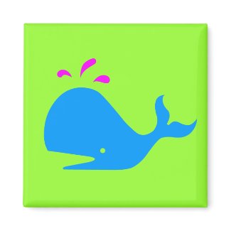 Andy Whale Singletons_aqua,magenta on green magnet