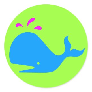 Andy Whale Singletons_aqua,magenta on green sticker
