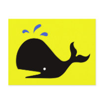 Andy Whale Singletons_black,blue on yellow postcards
