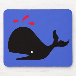 Andy Whale Singletons_black,red on blue mousepad
