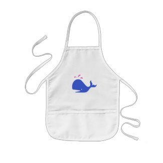 Andy Whale Singletons_blue,pink on white apron