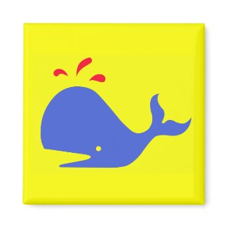 Andy Whale Singletons_blue,red on yellow magnet