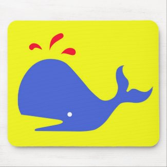 Andy Whale Singletons_blue,red on yellow mousepad