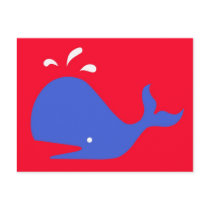 Andy Whale Singletons_blue,white on red postcards