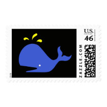 Andy Whale Singletons_blue,yellow on black postage stamps
