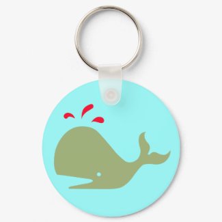 Andy Whale Singletons_green,red on teal keychain