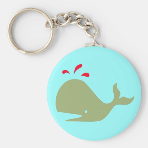 Andy Whale Singletons_green,red on teal Keychains