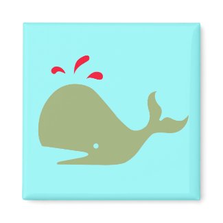 Andy Whale Singletons_green,red on teal magnet