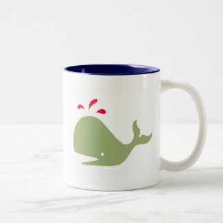 Andy Whale Singletons_green,red on white mug