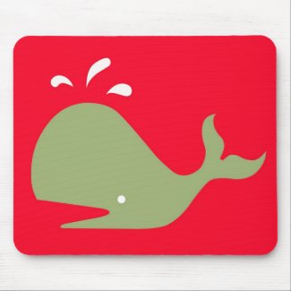 Andy Whale Singletons_green,white on red mousepad