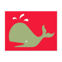 Andy Whale Singletons_green,white on red postcards