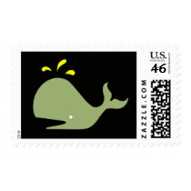 Andy Whale Singletons_green,yellow onblack postage stamps