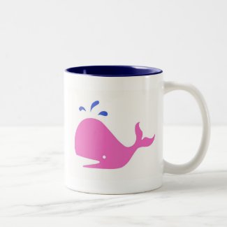 Andy Whale Singletons_pink,blue on white mug