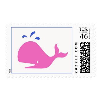Andy Whale Singletons_pink,blue on white postage stamp