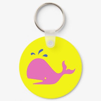 Andy Whale Singletons_pink,blue on yellow keychain