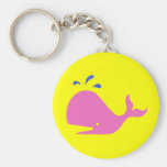 Andy Whale Singletons_pink,blue on yellow Key Chains