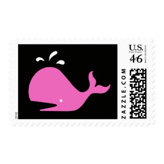 Andy Whale Singletons_pink,white on black postage stamp