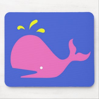 Andy Whale Singletons_pink,yellow on blue mousepad