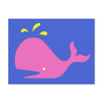 Andy Whale Singletons_pink,yellow on blue postcards