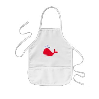 Andy Whale Singletons_red,blue on white apron