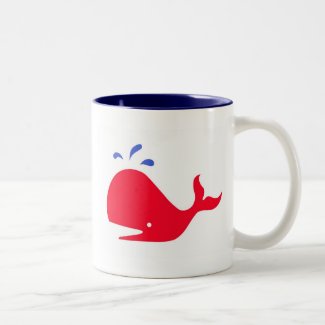 Andy Whale Singletons_red,blue on white mug