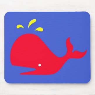Andy Whale Singletons_red,yellow on blue mousepad