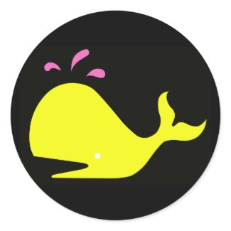 Andy Whale Singletons_yellow,pink on black sticker