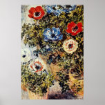Anémonas rojas, flores de Claude Monet Poster
