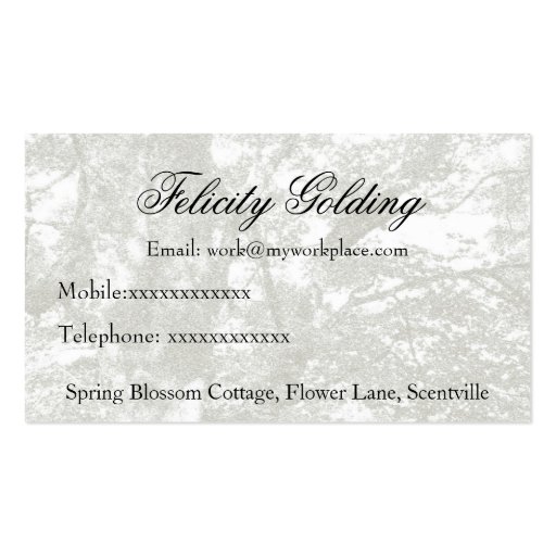 Anemone and Daisy Tryptych Frame Business Card (back side)