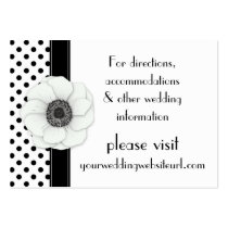 Anemone Black White Polka Dots Wedding Website business cards
