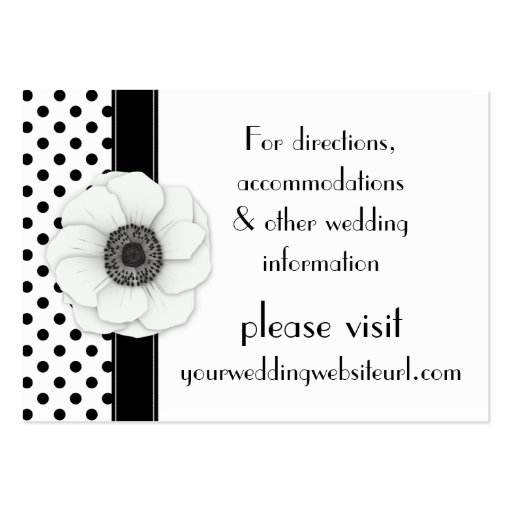 Anemone Black White Polka Dots Wedding Website Business Card Templates (front side)