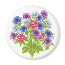 Anemone de Caen Garden Flowers Magnet
