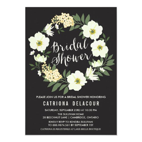 Anemone Floral Wreath Bridal Shower Invitation 5" X 7" Invitation Card