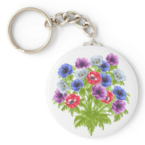 Anemone Garden Flowers Keychain