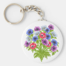 Anemone Garden Flowers Keychain