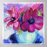 anemone pink and purple posters