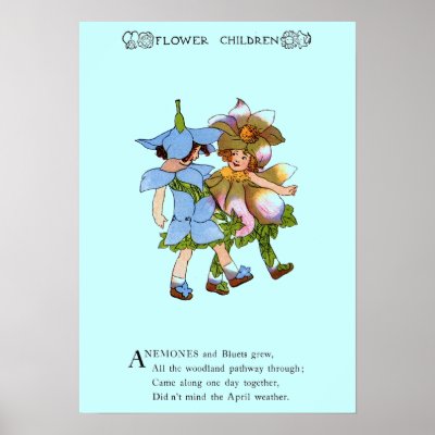 Anemones and Bluets Print by FlowerChildren