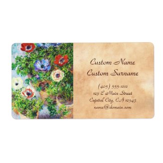 Anemones in Pot Claude Monet flower paint Custom Shipping Labels