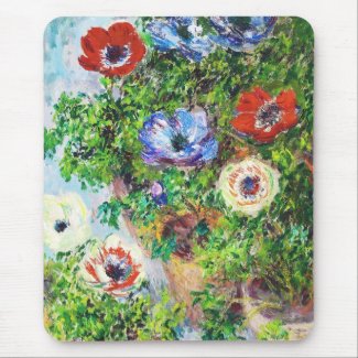 Anemones in Pot Claude Monet flower paint Mouse Pads