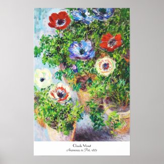 Anemones in Pot Claude Monet flower paint Posters