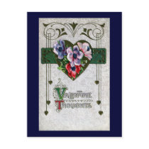 Anemones Vintage Valentine Post Card