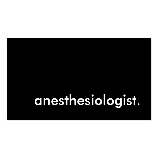 anesthesiologist. business card (front side)