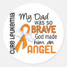 Angel 2 Dad Leukemia Round Sticker