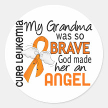 Angel 2 Grandma Leukemia Round Sticker
