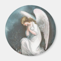 Angel and Crocus Flowers Vintage Easter Magnet