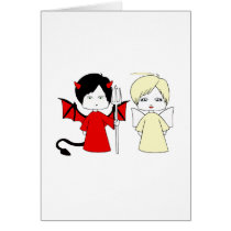 Angel and devil greeting card
