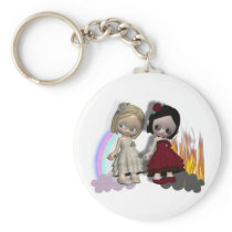 angel and devil cutie girls key chain