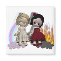 angel and devil cutie girls fridge magnet